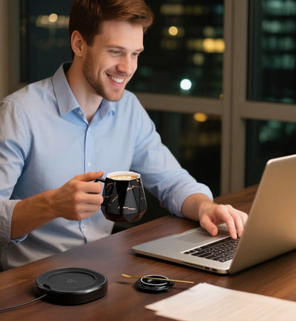 Soft Life Luxury Marble Mug with Mug Warmer