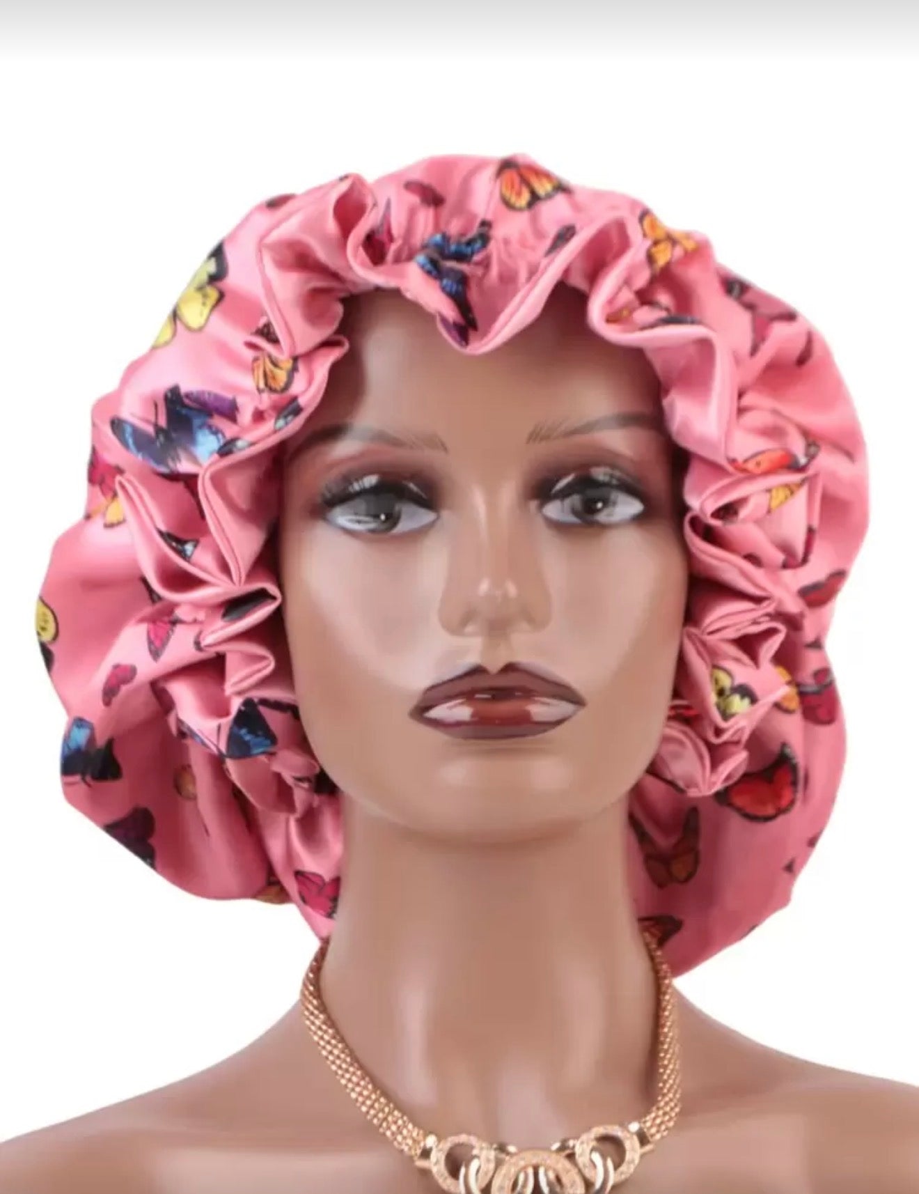 Double-Layered Butterfly Pattern
Fashionable Sleep Cap Silk Satin Bonnet