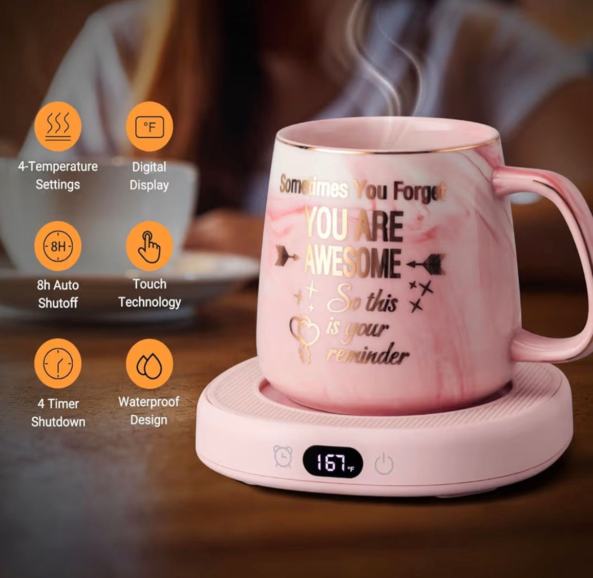Soft Life Luxury Marble Mug with Mug Warmer