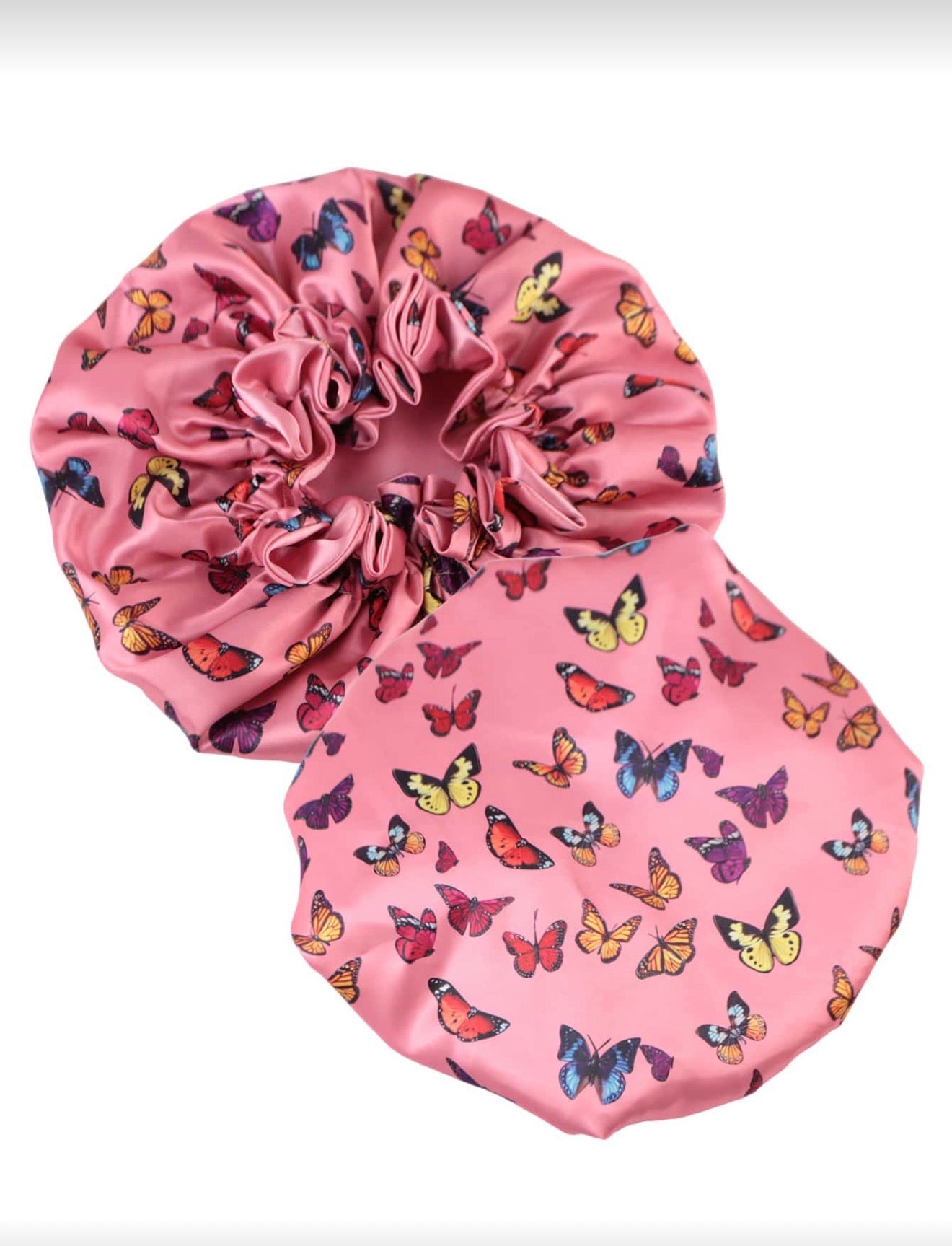 Double-Layered Butterfly Pattern
Fashionable Sleep Cap Silk Satin Bonnet