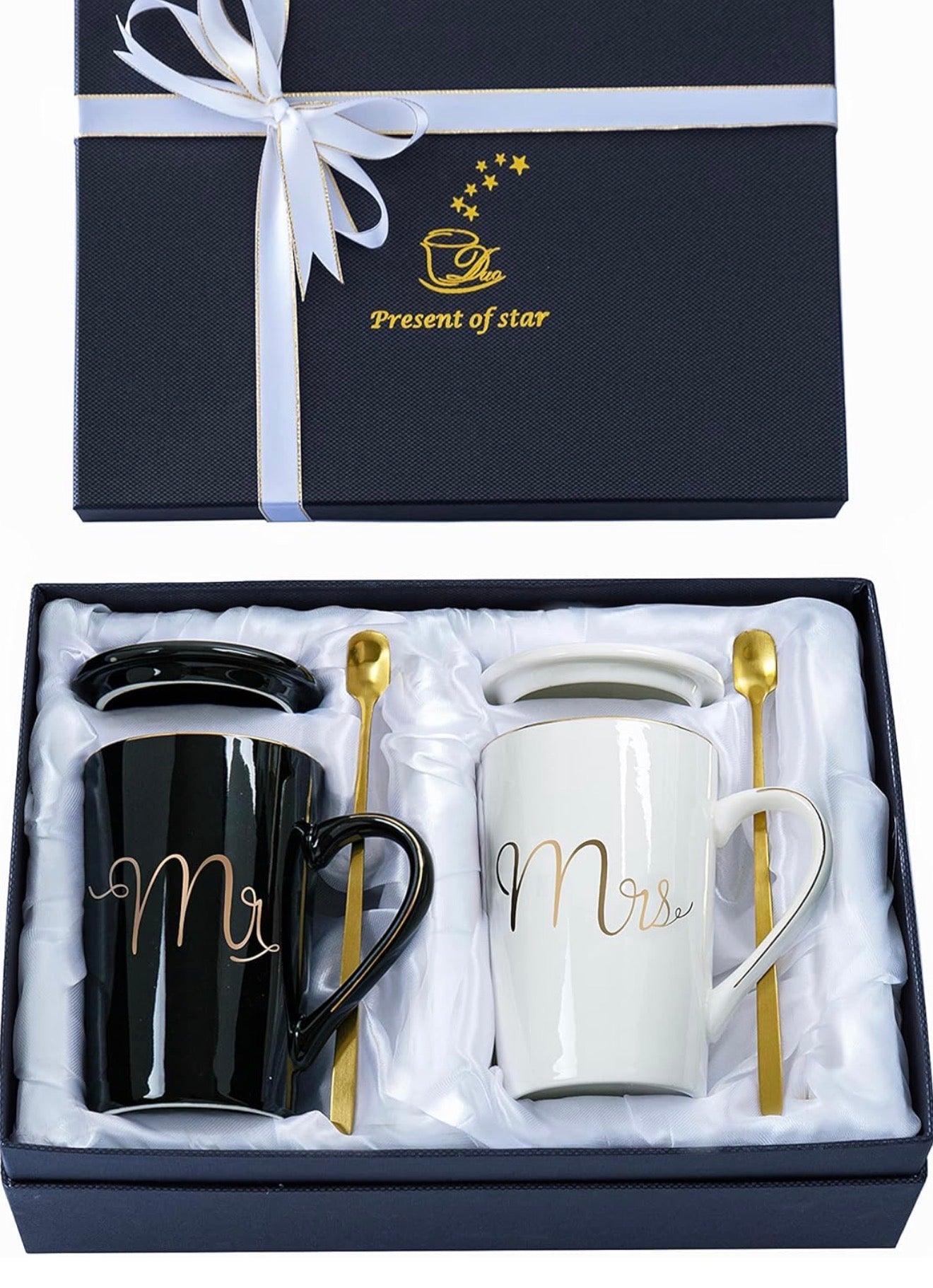 Mr. & Mrs. Luxury Marble Coffee Mug Gift Set – Wedding, Engagement & Anniversary Gift for Couples