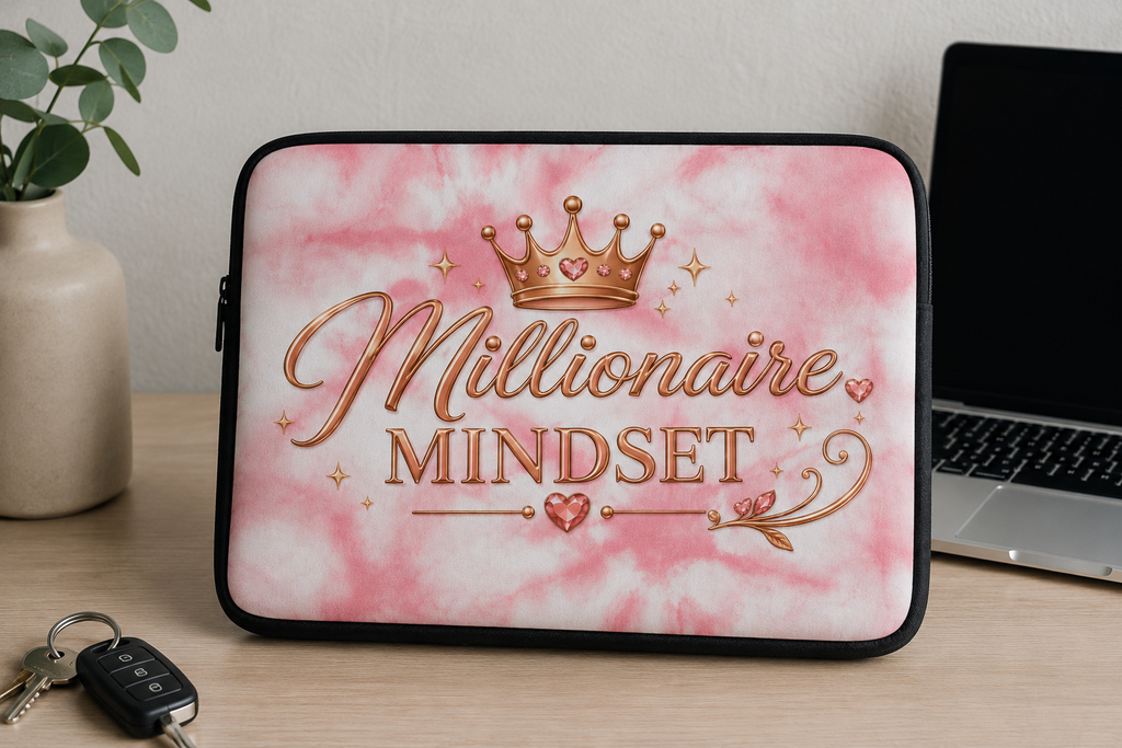 Millionaire Mindset Pink Marble Laptop Sleeve