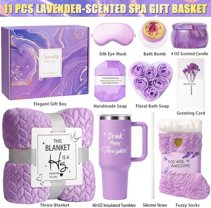 Luxury Self-Care Spa Gift Basket with Blanket & Tumbler