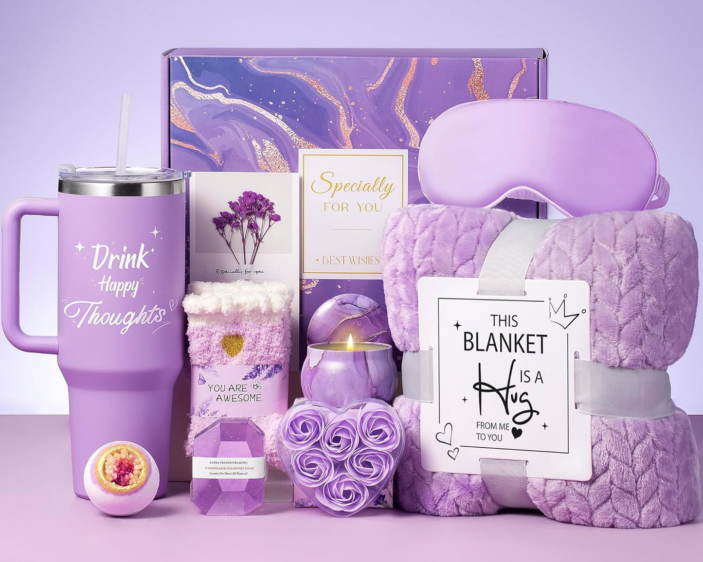 Luxury Self-Care Spa Gift Basket with Blanket & Tumbler