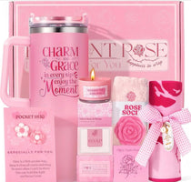 Pink Rose Self-Care Gift Basket Set for Women