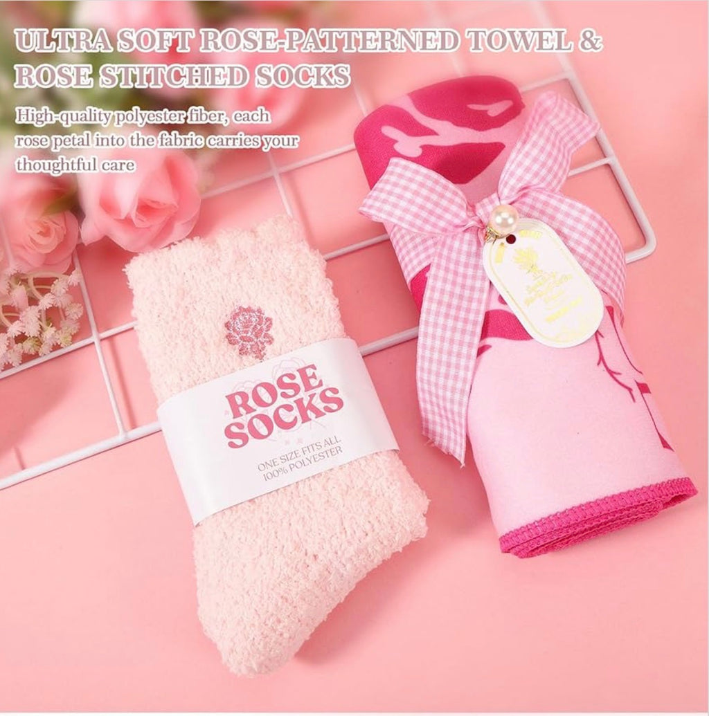 Pink Rose Self-Care Gift Basket Set for Women
